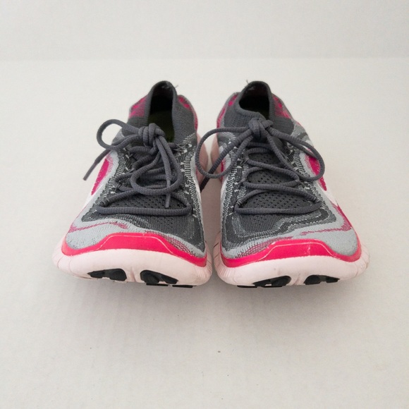 Nike Free Flynit 5.0 Running Athletic Shoes | Grey and Pink | Woman’s size 7.5 - Picture 6 of 8